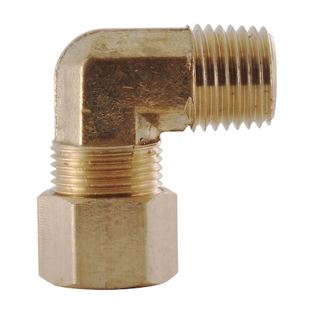 LDR 508-69-8-6 Pipe Elbow, 1/2 X 3/8 In, Compression X Tube, Brass